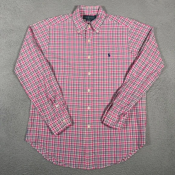 Polo Ralph Lauren Shirt Mens Medium Pink Plaid Button Down Classic Fit Pony - Picture 6 of 8